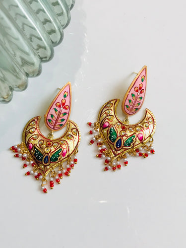 Peacock Art Tanjore Earrings